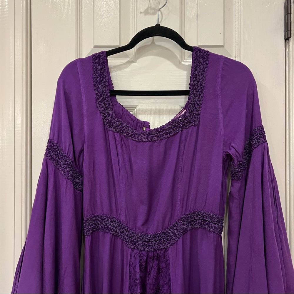 HolyClothing Arwen Dress Maxi Purple Bell Sleeves Renaissance Fair Celtic Large - Picture 5 of 12